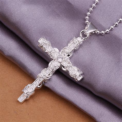 DUOKA Beautiful Fashion 925 Silver Bead Chain Religion Cross Pendant