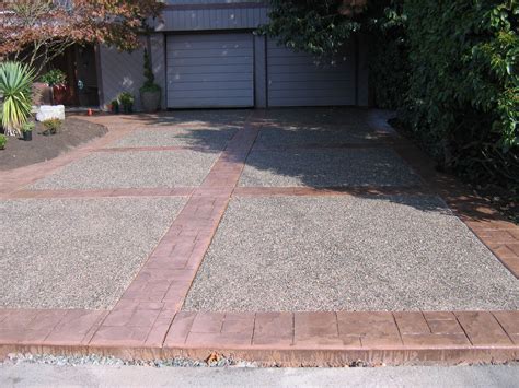 Stampedcolored Concrete With Exposed Aggregate Driveway Poured