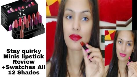 stay quirky minis lipstick review swatches all 12 shades {priya deep} hindi youtube