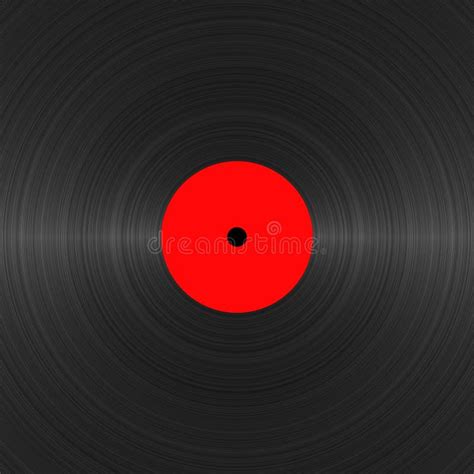 Vinyl Record With Blank Red Label Close Up Black Vinyl Texture Stock
