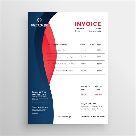 Modern Professional Invoice Template Design Download Free Vector Art