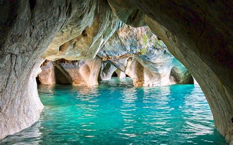 Nature Landscape Chile Cave Lake Erosion Turquoise Water
