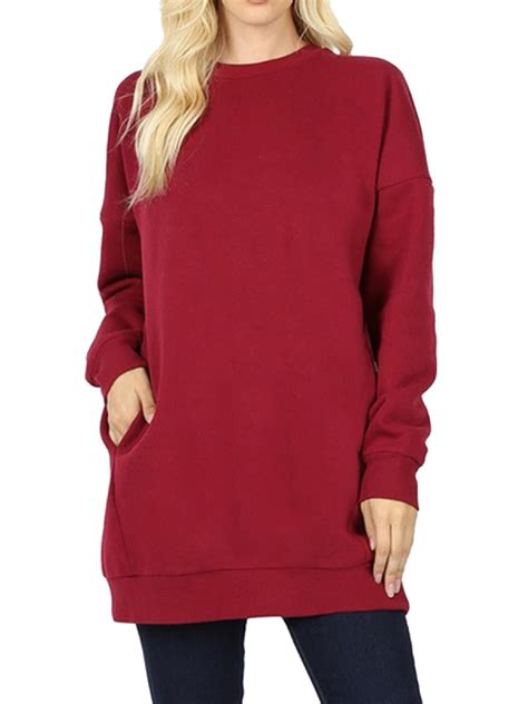 Mixmatchy Womens Casual Oversized Loose Fit Crewv Neck Fleece