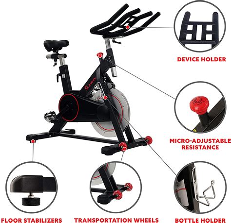 Sunny Health And Fitness Magnetic Belt Drive Indoor Cycling Bike With 44