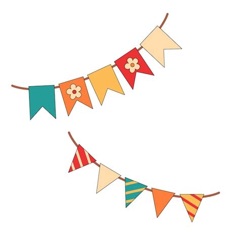 Premium Vector Garland Of Colorful Buntings And Flags