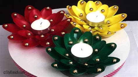 Diy Christmas Candle Holder Craft Using Plastic Spoons