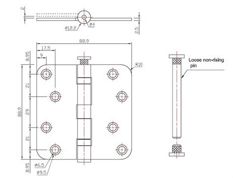 Kogellagerscharnier 89x89 Mm Zwart