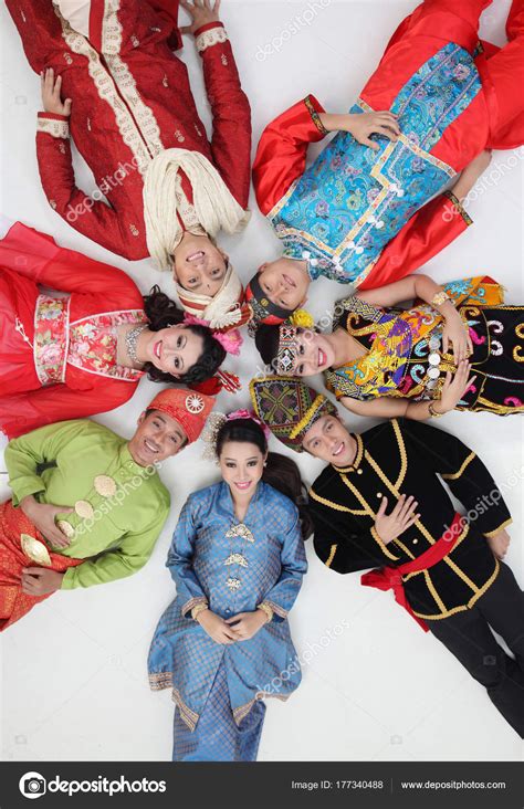 Malaysian People Traditional Clothes Posing Studio Stock Photo By