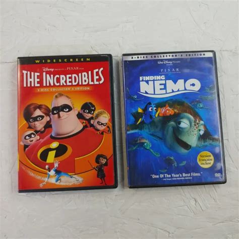 The Incredibles Dvd Disc Set Finding Nemo Pixar Disney Cartoon 1213