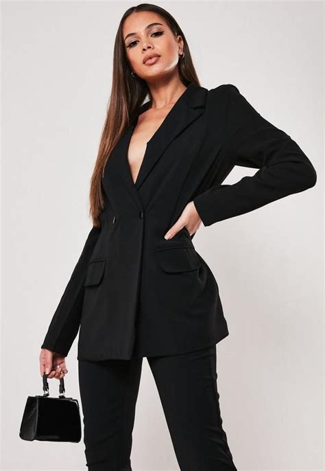 Missguided Tall Black Co Ord Relaxed Fit Long Blazer In 2021 Work