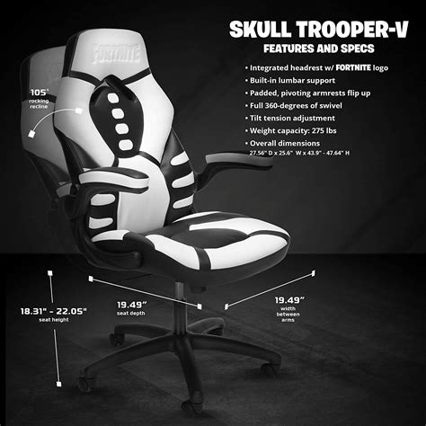 This gaming chair helps you bring your 'a' game to every match. Fortnite SKULL TROOPER-V Gaming Chair, RESPAWN by OFM ...