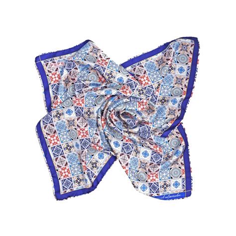 Fefè Napoli Blue Azulejo Silk Foulard Scarves And Foulards