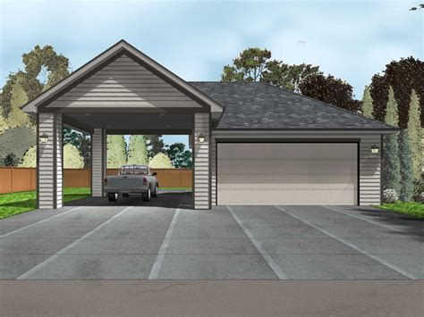 Garage Plans With Carport 2 Car Garage Plan With Carport 050g 0080