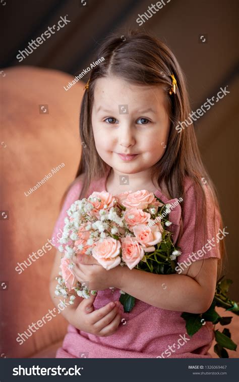 Portrait Beauty Little Girl Rose Flowers Stock Photo 1326069467
