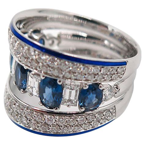 Sapphire Diamond Wide Band Ring At 1stdibs Wide Band Sapphire Ring