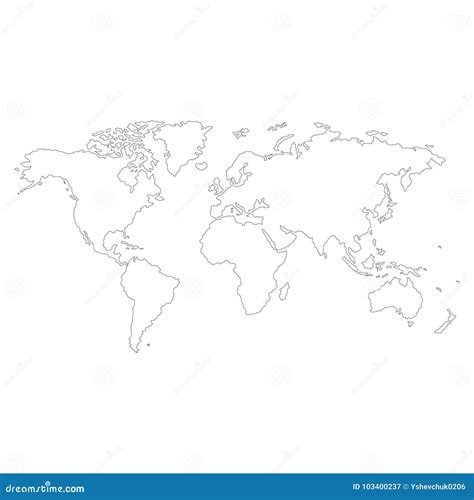 The Earth World Map On White Background Vector Illustration Stock