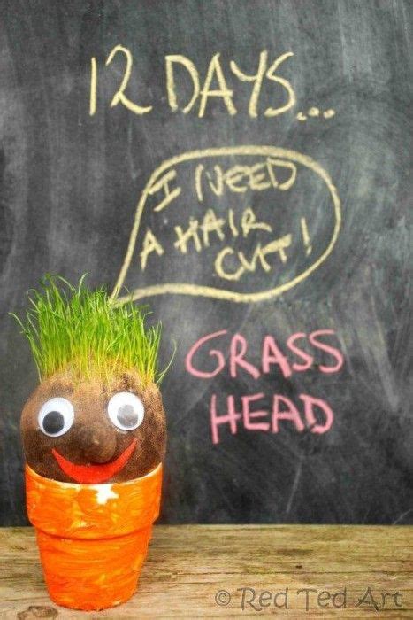 How To Make Grass Heads Red Ted Art Kids Crafts Spring Crafts For