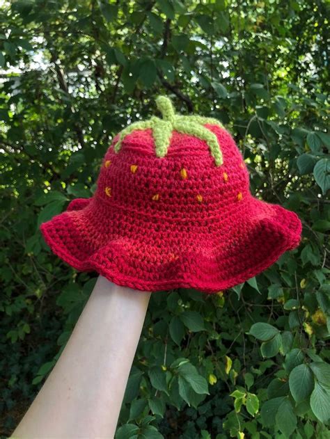 Crochet Strawberry Bucket Hat Pattern Digital Download Etsy Crochet