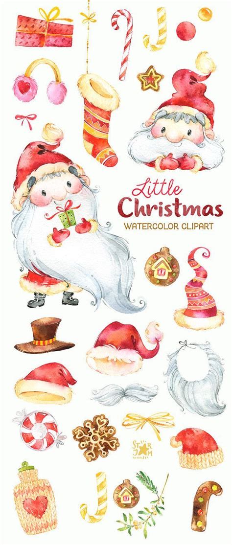 Bald wird es wieder einen weihnachten mit verwandten, silvester mit jedem. Wenig weihnachten Aquarell Clipart Santa Claus von ...