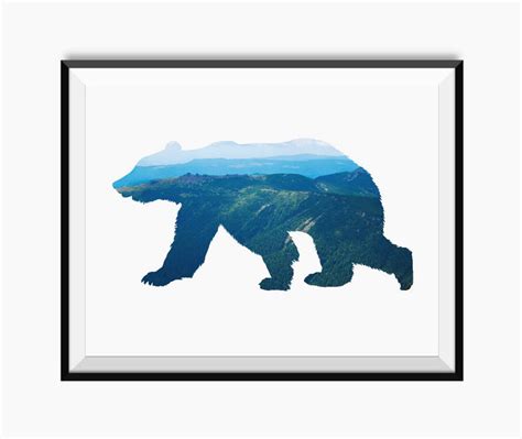 Bear Poster Double Exposure Bear Wall Art Bear Printable Etsy Bear