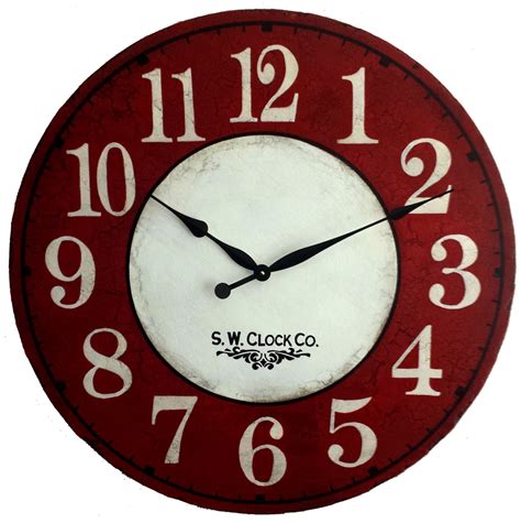 30 Inch Devonshire Large Wall Clock Antique Style Red Cream