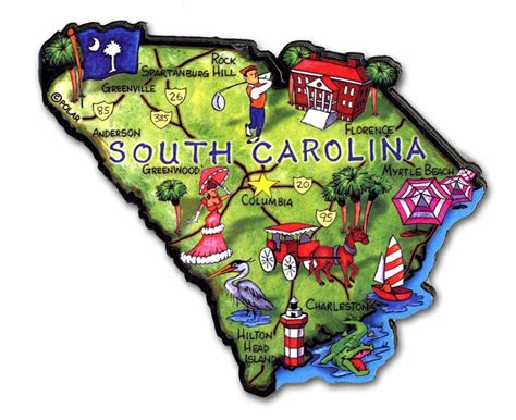 South Carolina The Palmetto State Artwood Jumbo Fridge Magnet