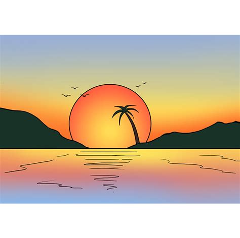 Sunset Drawing Easy Step By Step How To Draw A Sunset Art Projects