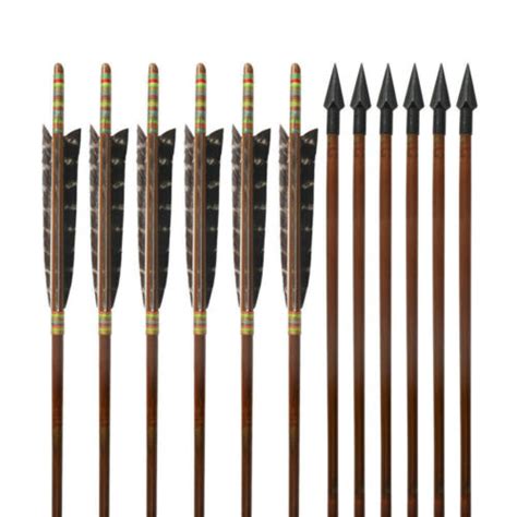 6pcs 33 Handmade Bamboo Hunting Arrows Tradition Japanese Kyudo Eagle