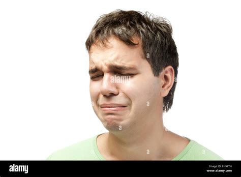 Portrait Of Crying Young Man Isolated On White Stock Photo Alamy