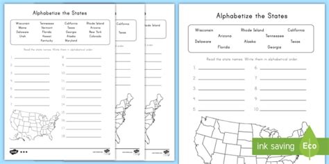 Alphabetize The United States Worksheets 99worksheets