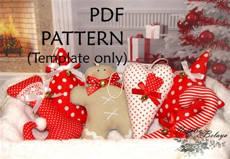 Pdf Pattern Christmas Ornament Sewing Pattern Set Of 6 Pcs Etsy