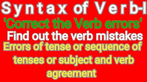 How To Correct The Verb Errorshow To Detect The Verb Mistakeslearn To