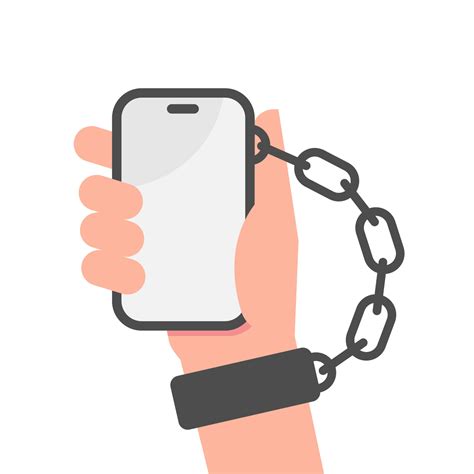 Hand Chained To Smartphone Nomophobia No Mobile Phone Phobia Gadget