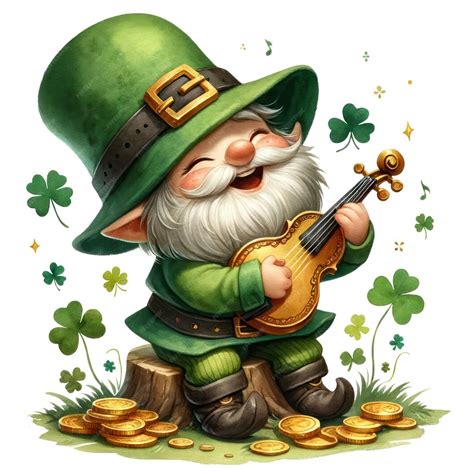 Premium Psd Cute Gnome Playing An Irish Fiddle Clipart Illustration