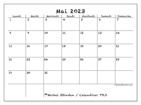 Calendrier Mai 2023 à Imprimer “56ld” Michel Zbinden Mc