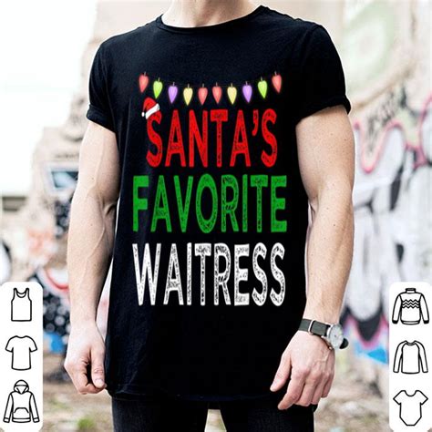 Nice Santas Favorite Waitress Funny Christmas Xmas Lights Hat Shirt