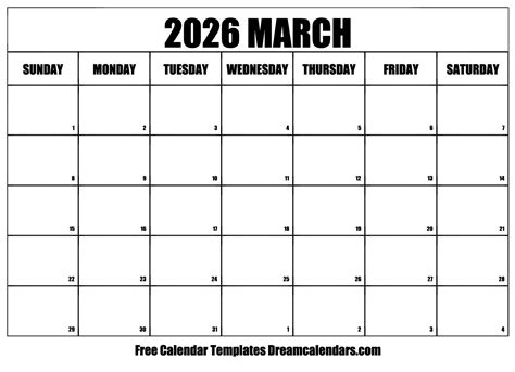 March 2026 Calendar Free Blank Printable Templates