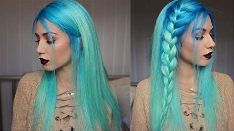 Green hair, and mint hair especially, happens to be one of the hottest trends for 2020. How to: Neon Blue to Pastel Mint Hair Dye | Stella - YouTube