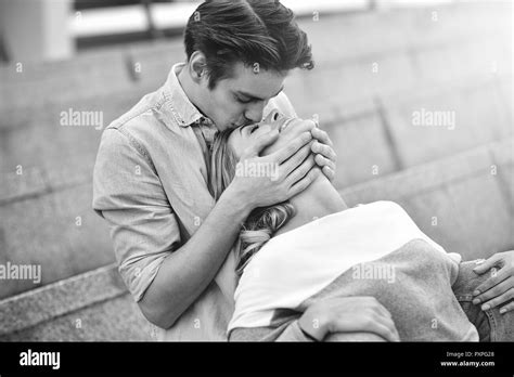 Happy To Spending Time Together Young Beautiful Couple Outdoor Fashion Portrait Attractive
