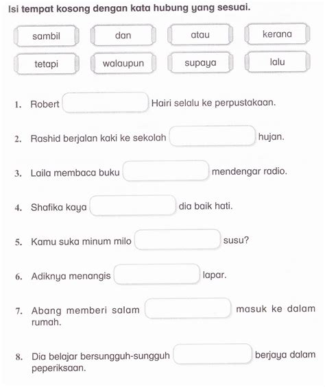 Fahami gambar dan padankan ayat yang betul.kemudian, tulis ayat semula dalam satu perenggan. KSSR Bahasa Malaysia Tahun 1: Latihan (2)