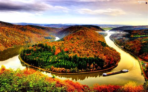 Meander Autumn Viewes River Trees Beautiful Views