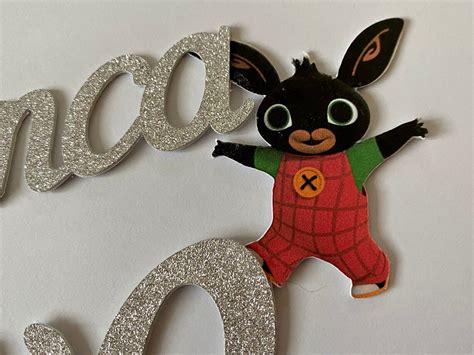 Personalised Bing Bunny Cake Topper Custom Glitter Name And Etsy