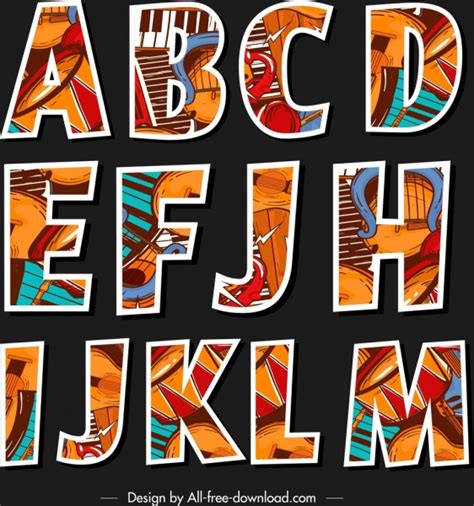 See more ideas about alphabet design, . Alphabet Letters Icons Flat Classical Colorful Instruments ...