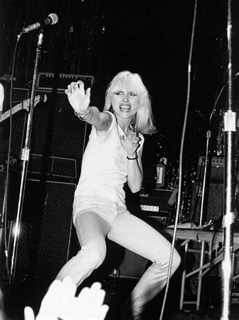 singer debbie harry of the new wave pop group blondie performs onstage in february 1977 in los