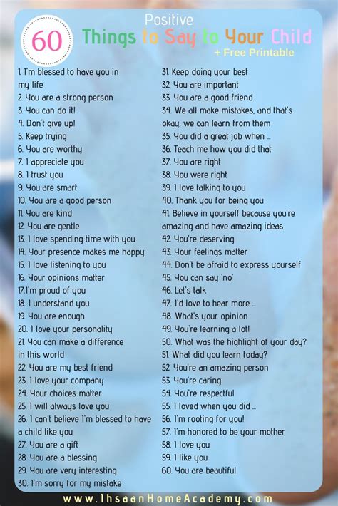 60 Things To Say To Your Child For Encouragement And Confidence Free