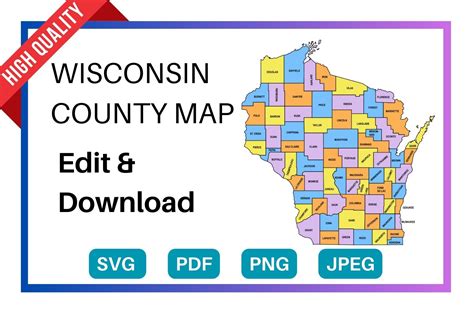 Wisconsin County Map Editable And Printable State County Maps