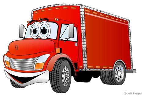 Box Truck Red Cartoon By Graphxpro Redbubble
