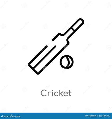 Outline Cricket Vector Icon Isolated Black Simple Line Element