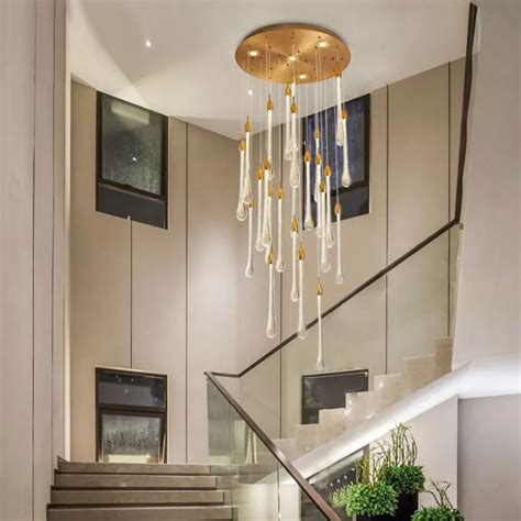 L Staircase Long Chandelier Modern Minimalist Villa Atmosphere Nordic