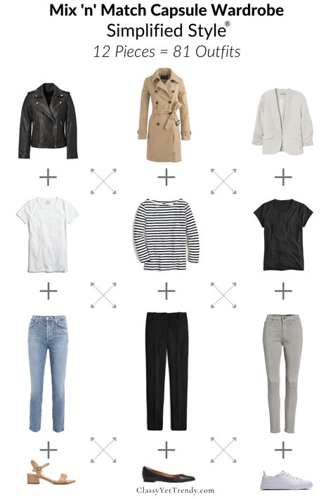 mix n match capsule wardrobe 12 pieces 81 outfits classy yet trendy french capsule